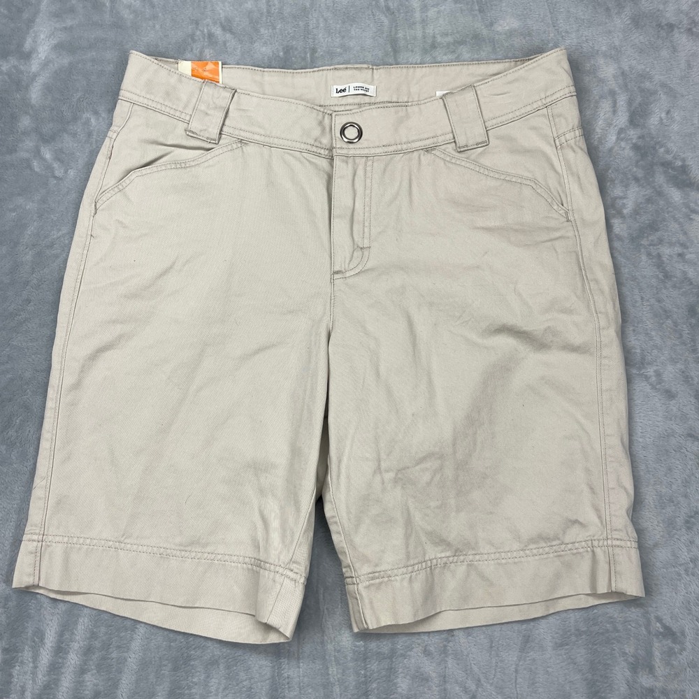 Lee Snap Bermuda Shorts Womens Tan 14M Mid‎ Rise Regular Fit Lower Waist Outdoor
